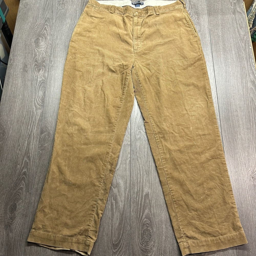 Vintage Polo Ralph Lauren Philip Pant Tan Corduroy Mens 40x32 Straight Leg Pant